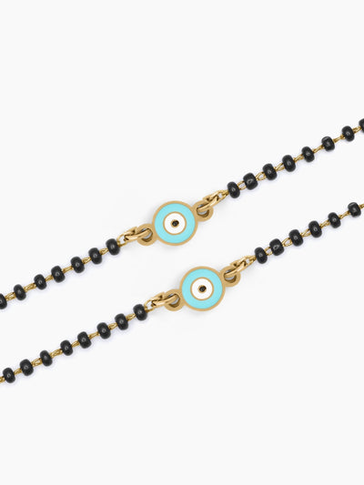Aqua Evil Eye Charm 18K Gold Plated Kid's Nazariya Bracelet