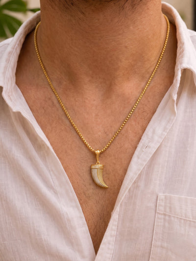 Arnit Lion Nail Diamond Gold Men's Chain Pendant Necklaces