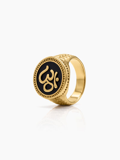 Atharv Black Om Gold Men's Rings 