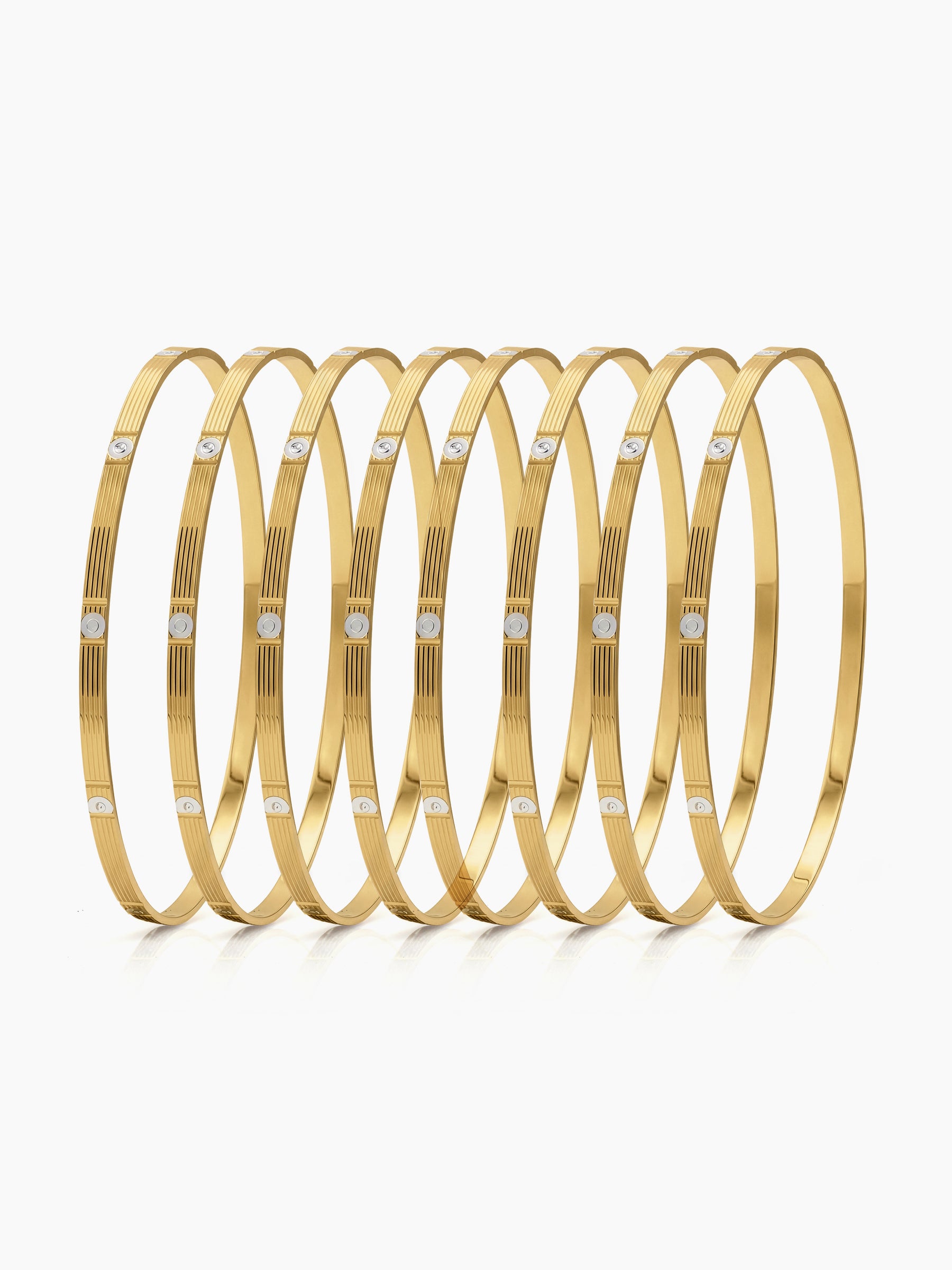 Bhumi Dot Gold Set Of 8 Women's 2/4, 2/6, 2/8 Bangles