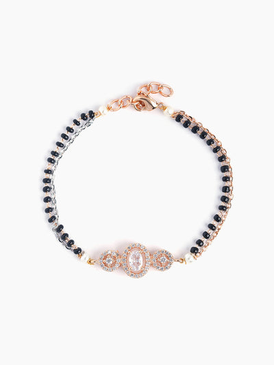 Cali Layered Solitaire Diamond Rosegold Plated Mangalsutra Bracelet
