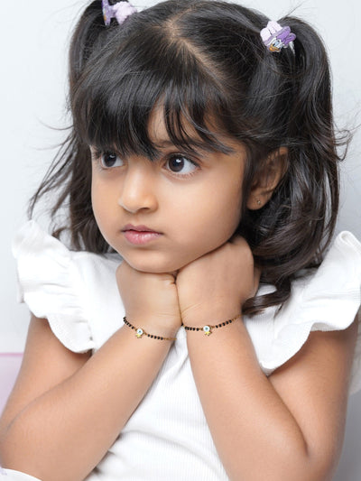 Crown Evil Eye Charm 18K Gold Plated Kid's Nazariya Bracelet