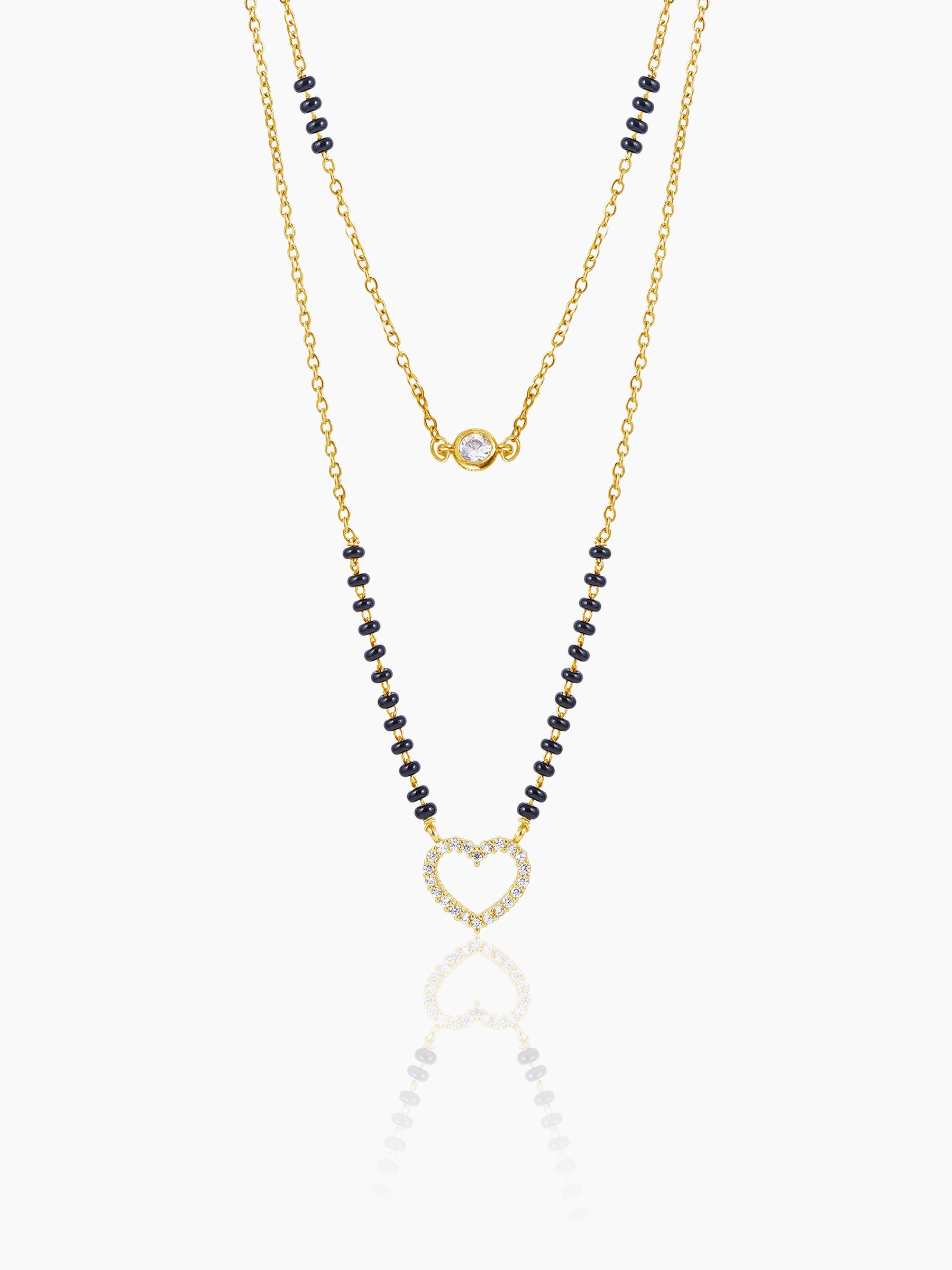 Daiva Double Layered Heart Diamond 18K Gold Plated Mangalsutra