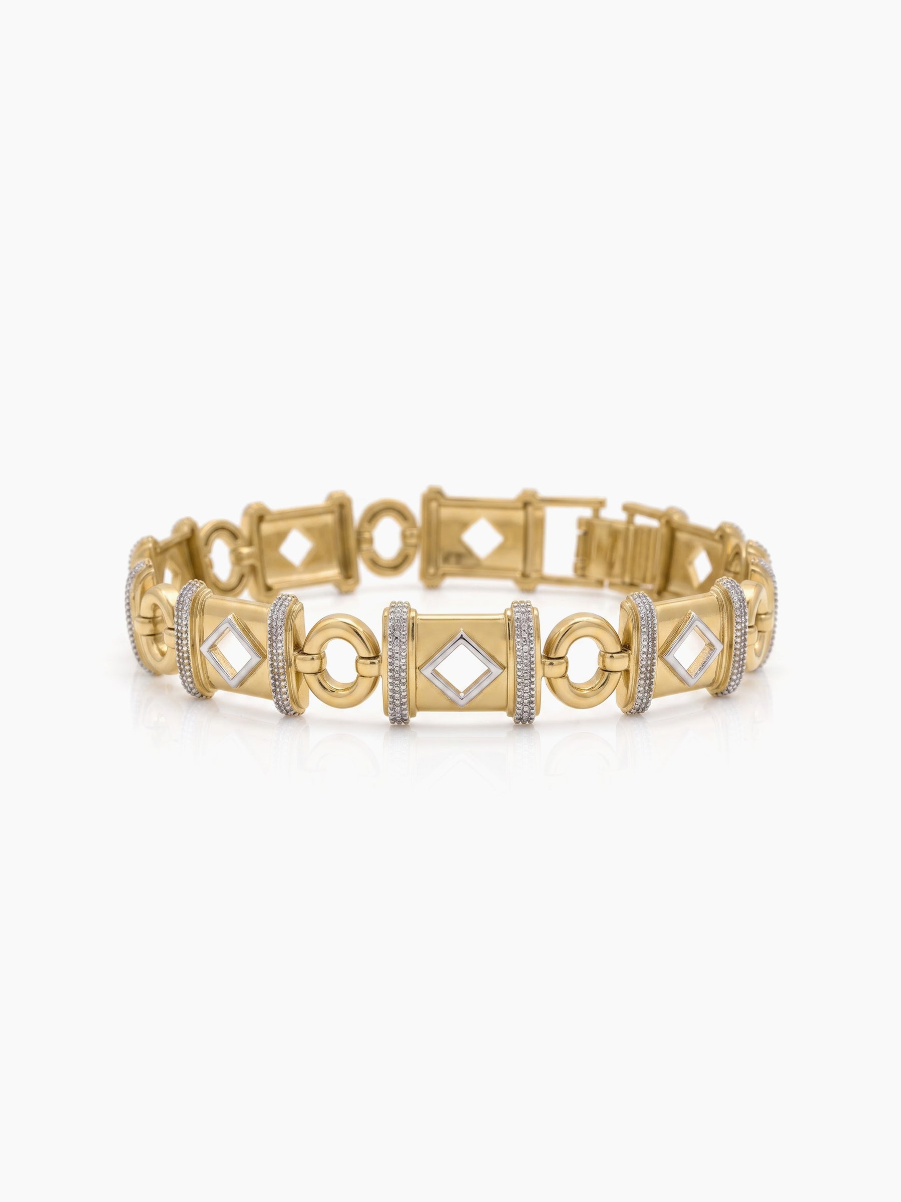 Ekansh Geometric Textured Link 18K Gold Plated - Silver Men's Chain Loose Bracelets