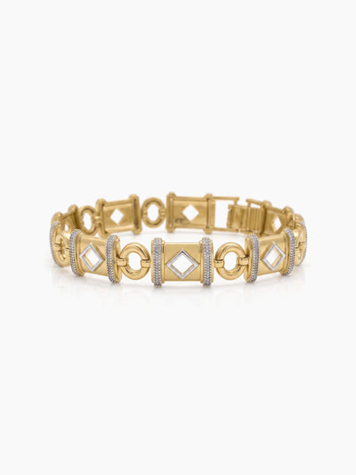 Ekansh Geometric Textured Link 18K Gold Plated - Silver Men's Chain Loose Bracelets