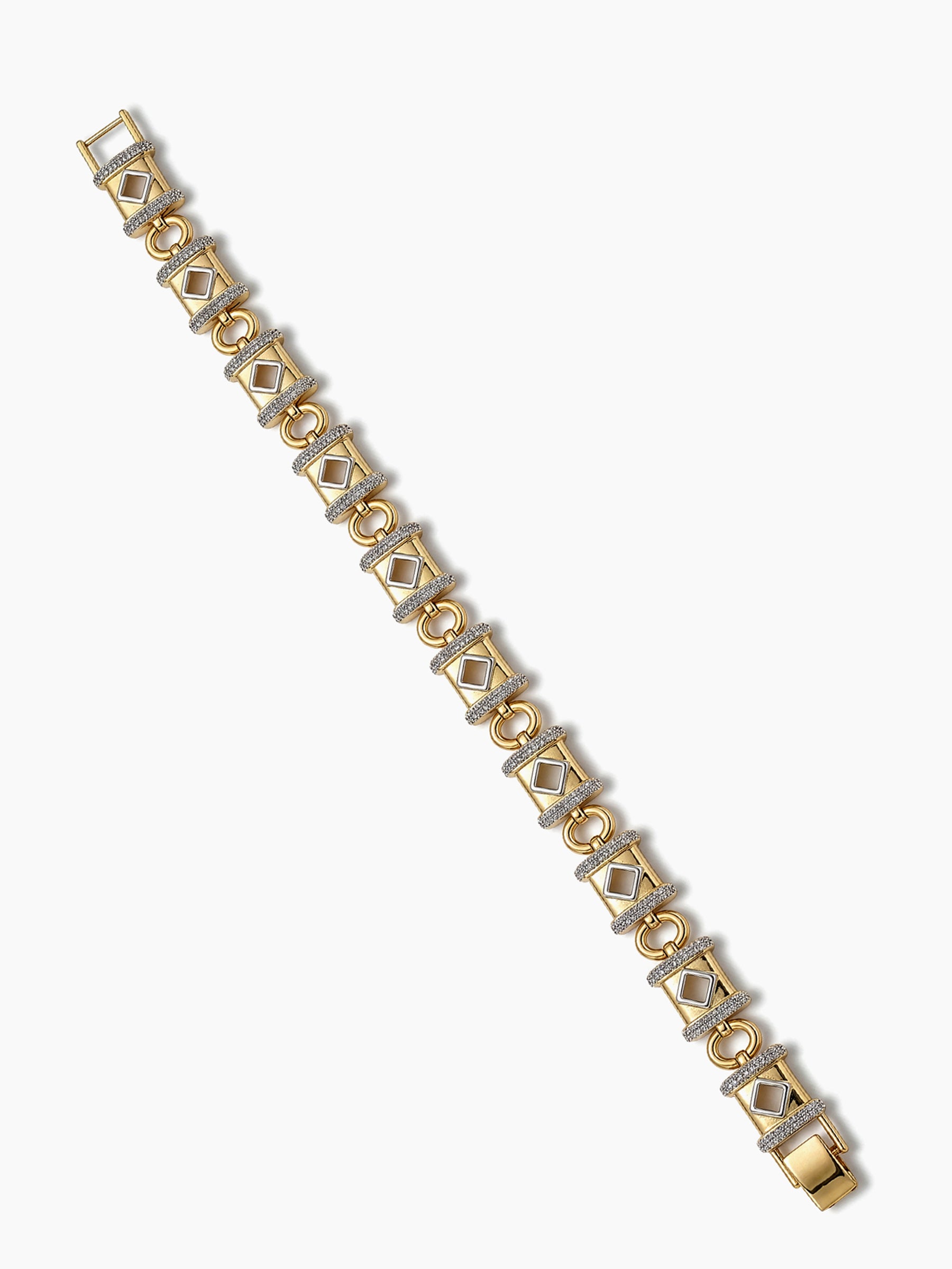 Ekansh Geometric Textured Link 18K Gold Plated - Silver Men's Chain Loose Bracelets