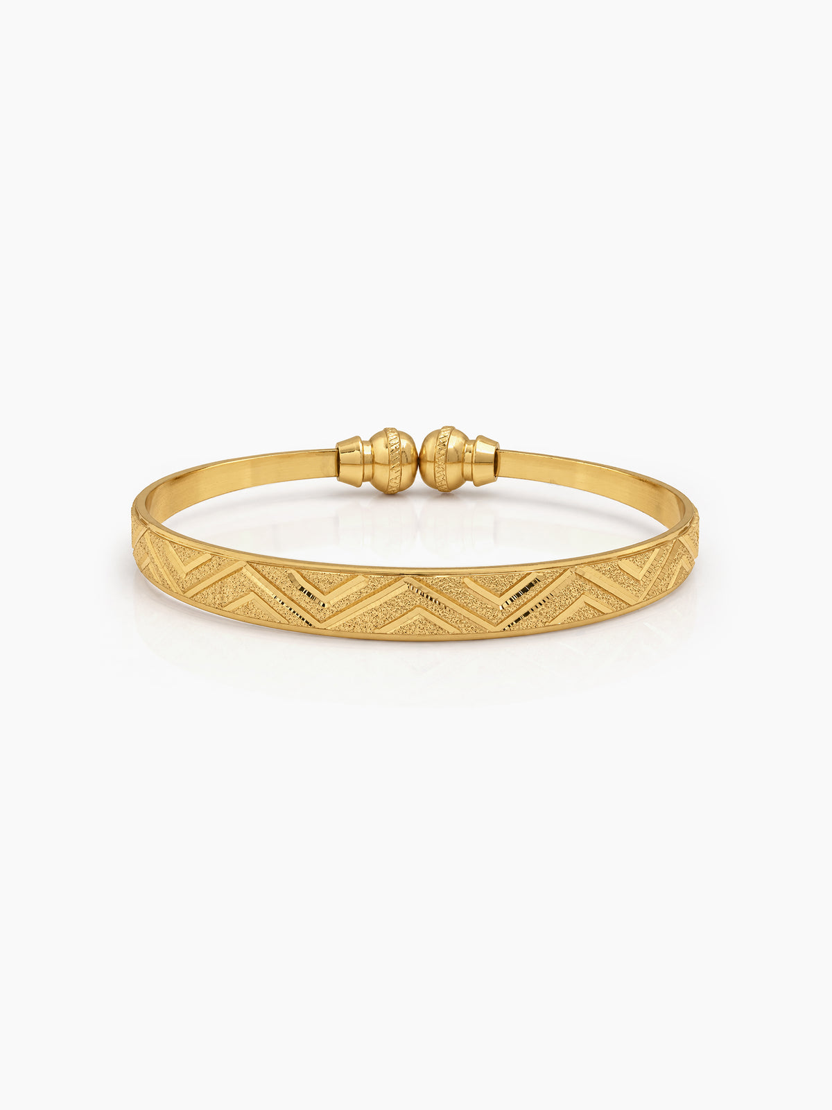 Enakshi Textured Wave Gold Women's Cuff Bangles (Set Of 2)