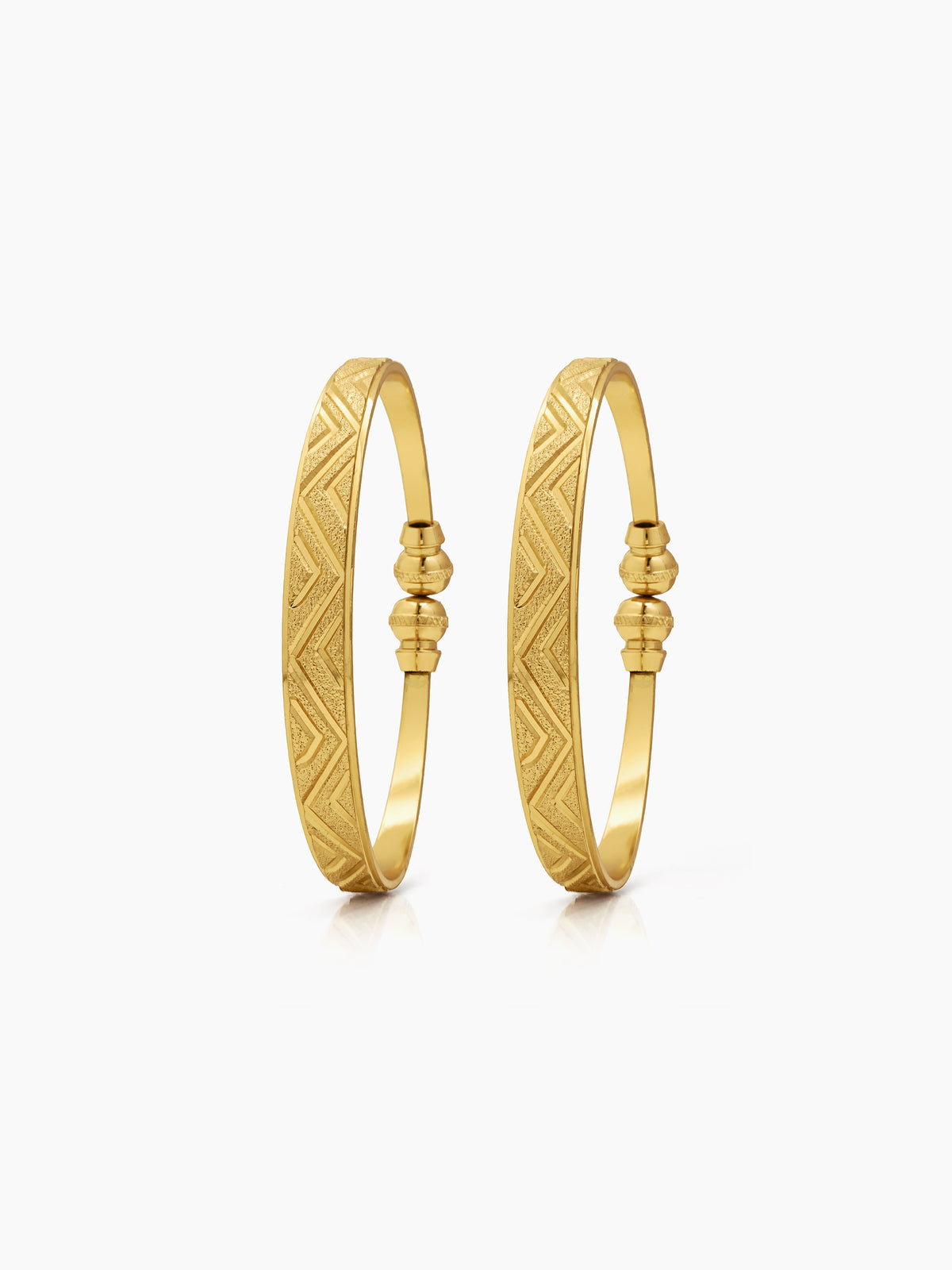 Enakshi Textured Wave Gold Women's Cuff Bangles (Set Of 2)
