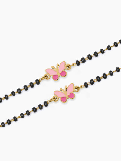 Fluffy Pink Butterfly Charm 18K Gold Plated Kid's Nazariya Bracelet