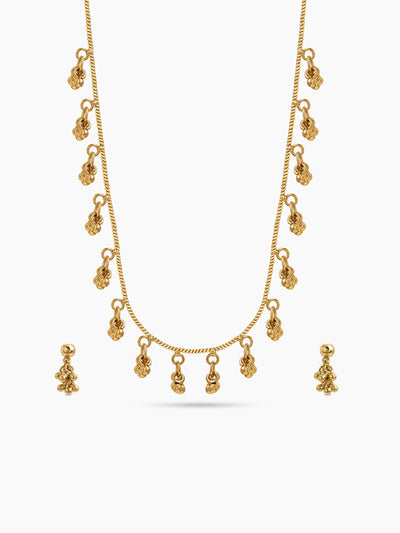 Gauri Bead Charms Gold Women's Jewelry Set Of 2 - Necklace & Earrings