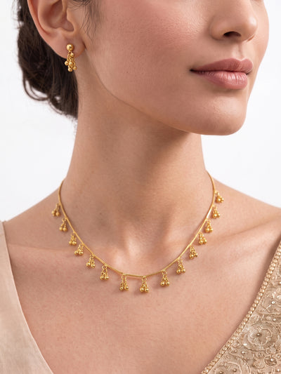 Gauri Bead Charms Gold Women's Jewelry Set Of 2 - Necklace & Earrings