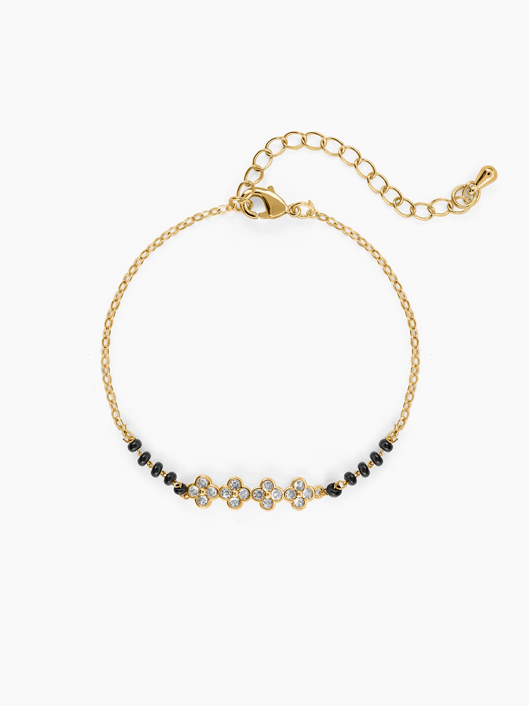 Harini Cluster Floral Motifs Charms 14K Gold Plated Mangalsutra Bracelet