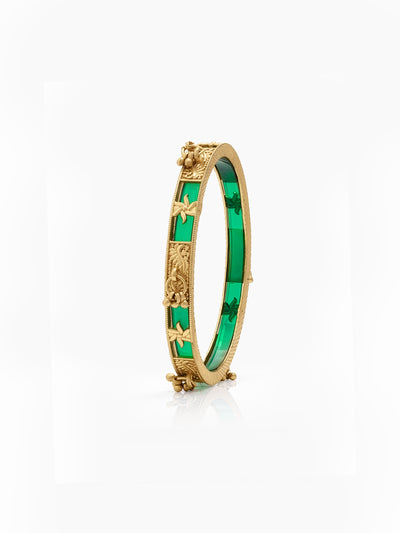 Harita Green Meenakari Charm Gold Set Of 2 Women's 2/4, 2/6, 2/8 Bangles