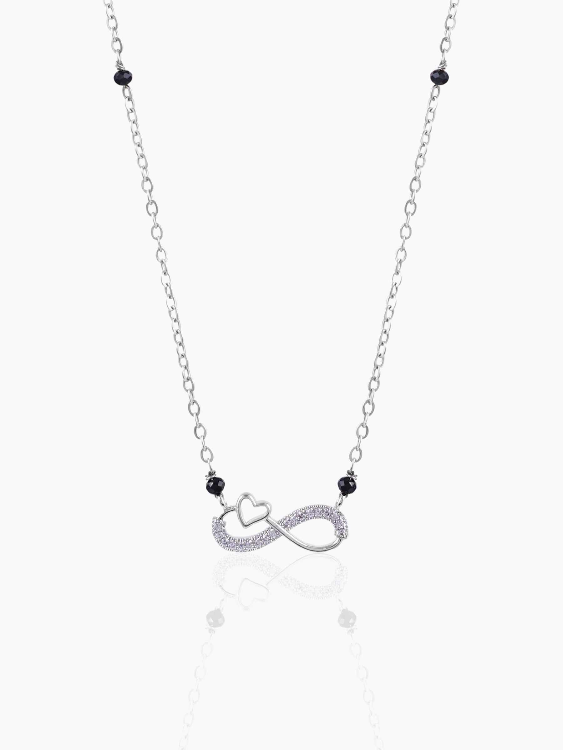 Infinity Heart Shaped Diamond Silver Mangalsutra