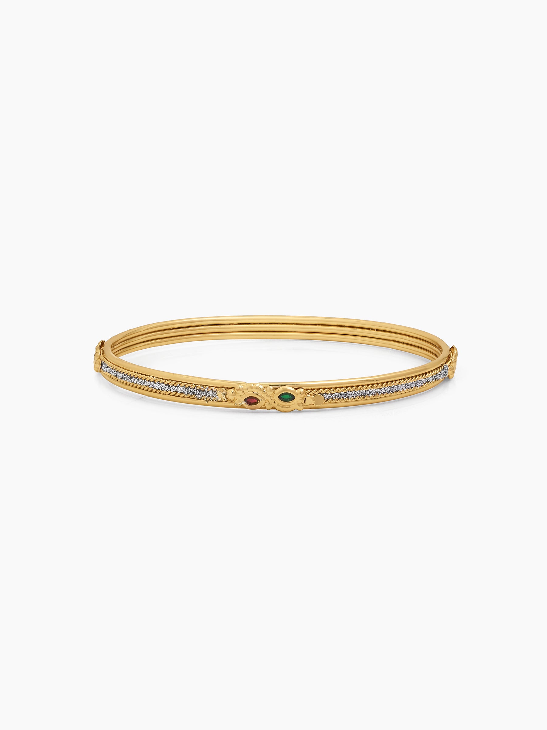 Ishvika Pink - Green Motif Gold Set Of 2 Women's 2/4, 2/6, 2/8 Bangles