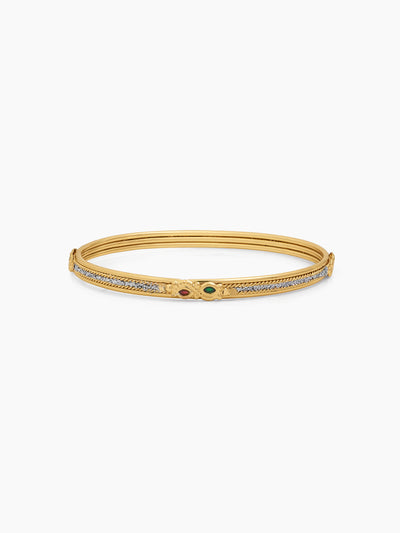Ishvika Pink - Green Motif Gold Set Of 2 Women's 2/4, 2/6, 2/8 Bangles