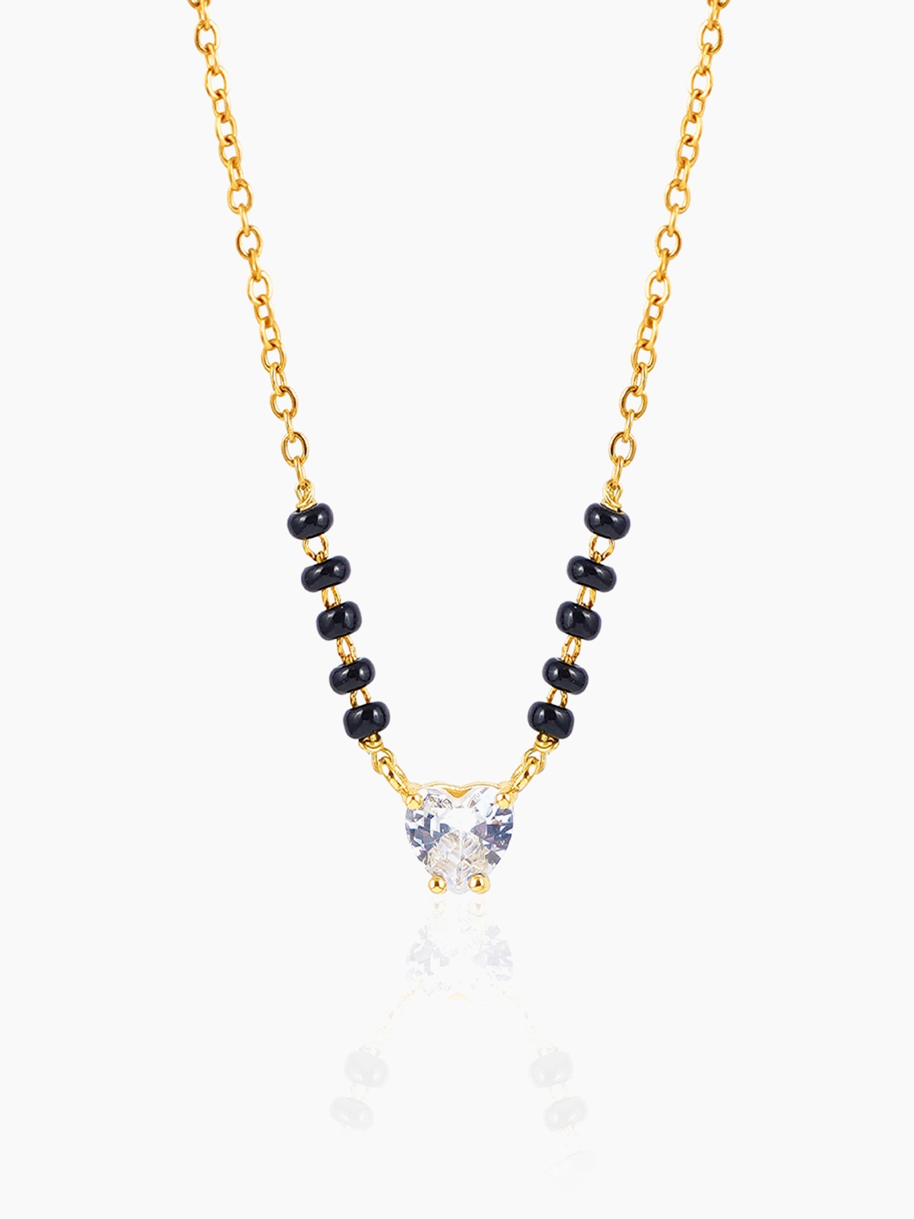 Ivana Heart Shaped Diamond Solitaire 18K Gold Plated Mangalsutra