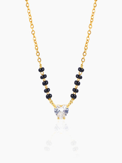 Ivana Heart Shaped Diamond Solitaire 18K Gold Plated Mangalsutra
