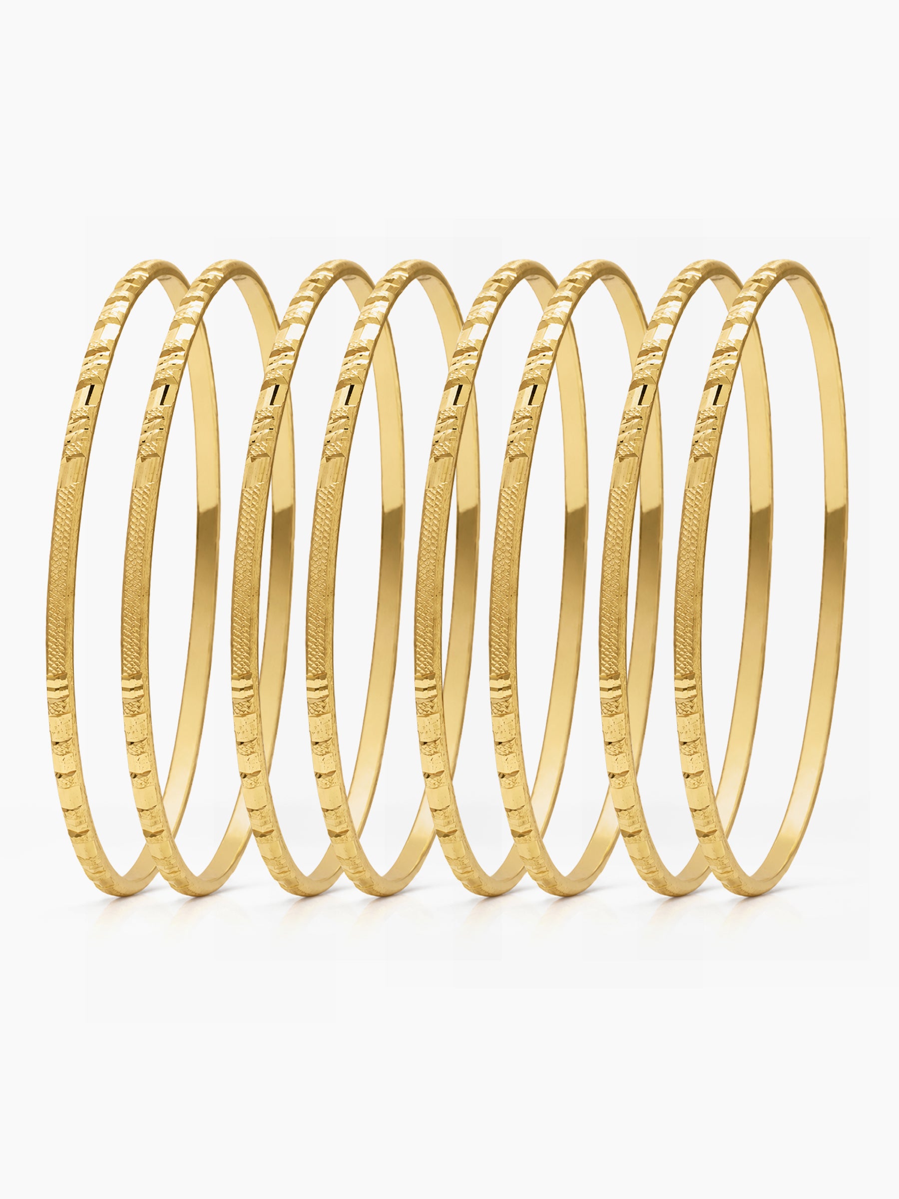 Jivika Textured Gold Set Of 8 Women's  2/4, 2/6, 2/8 Bangles