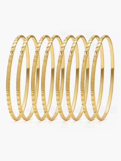 Jivika Textured Gold Set Of 8 Women's  2/4, 2/6, 2/8 Bangles