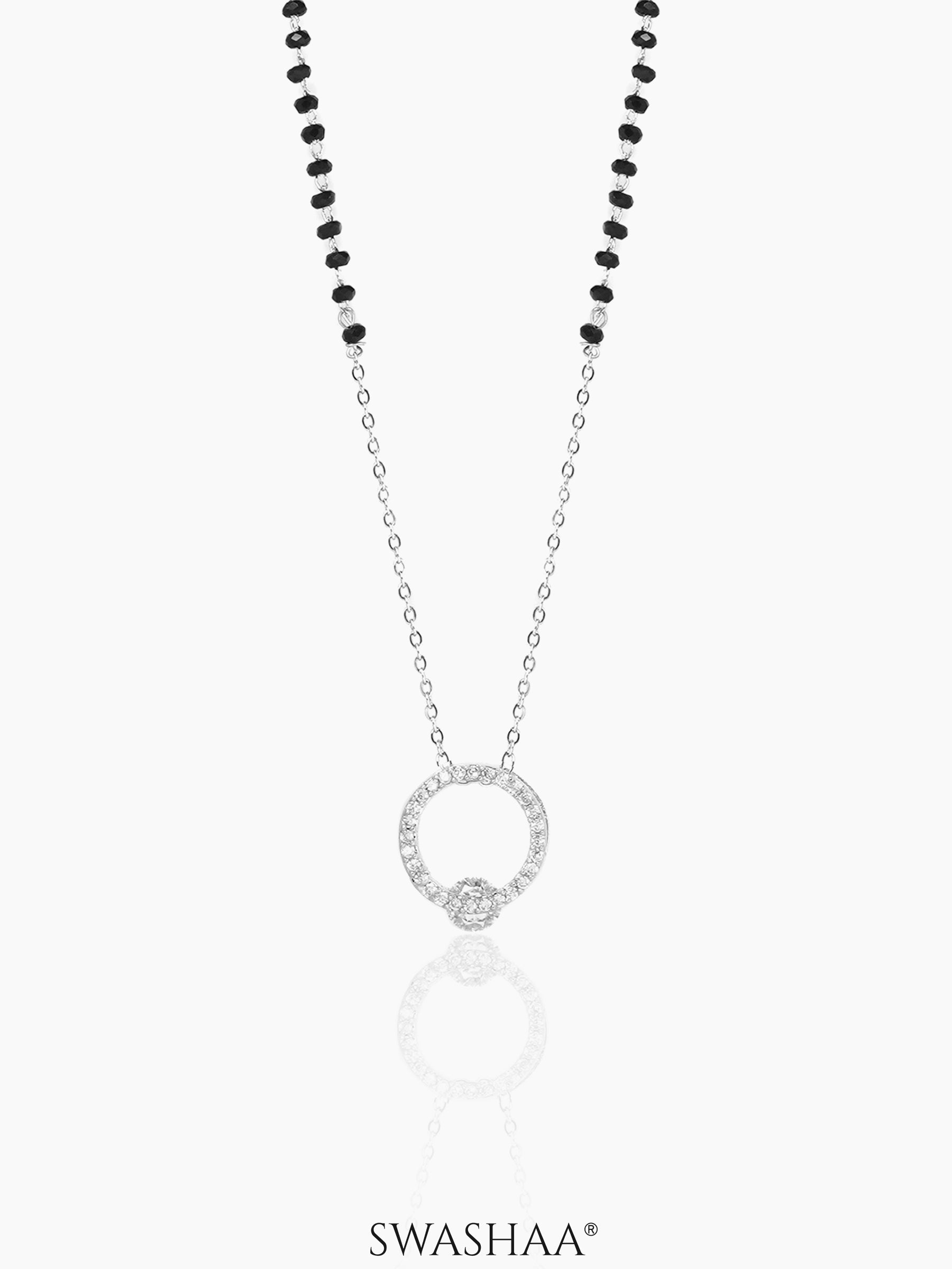 Jiya Circular Diamond Studded Silver Mangalsutra