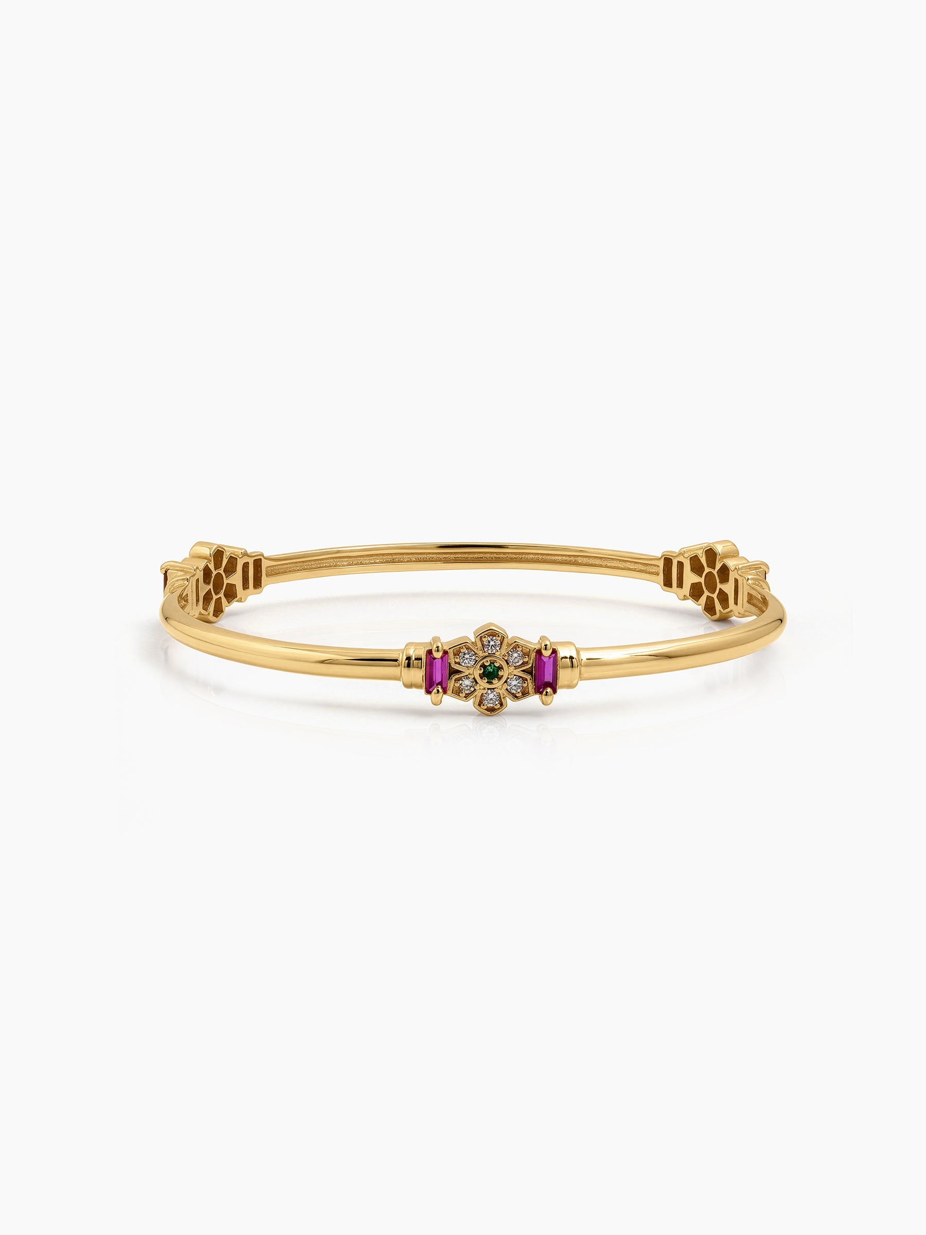 Juhi Floral Pink Diamond Gold Set Of 2 Women's 2/4, 2/6, 2/8 Bangles