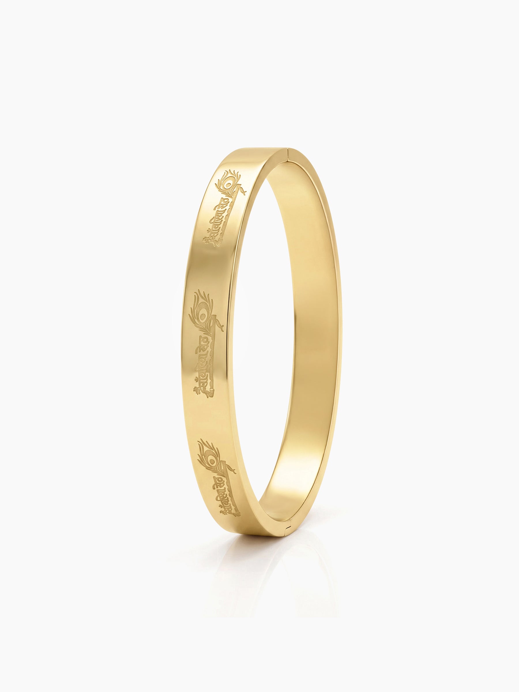 Kanha Morpankh Gold Men's Solid Kada Bracelets
