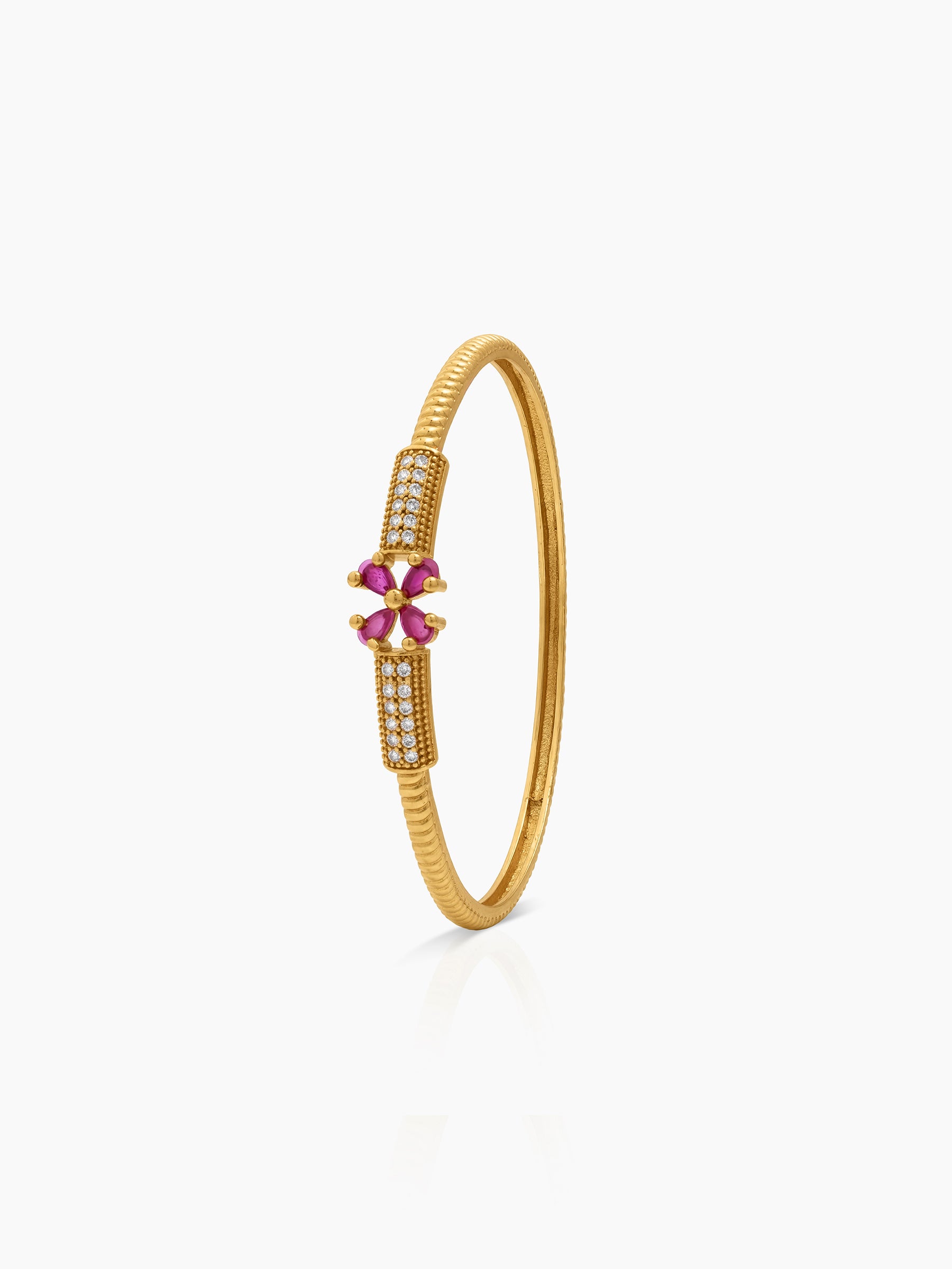 Kanika Pink Floral Diamond Gold Set Of 2 Women's 2/4, 2/6, 2/8 Bangles