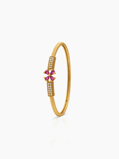Kanika Pink Floral Diamond Gold Set Of 2 Women's 2/4, 2/6, 2/8 Bangles