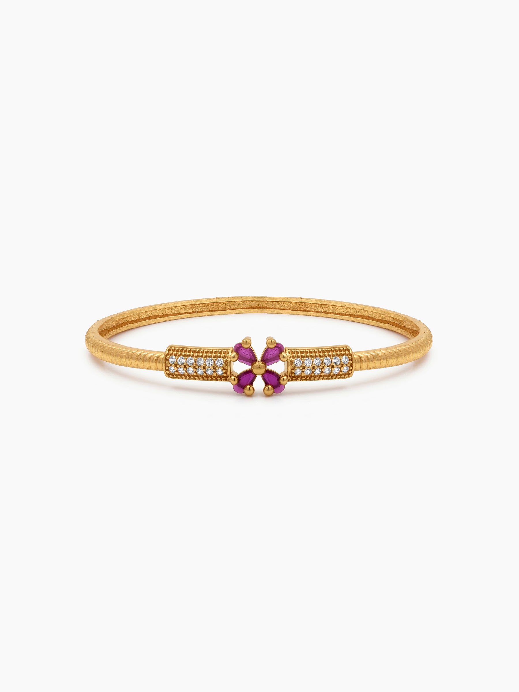 Kanika Pink Floral Diamond Gold Set Of 2 Women's 2/4, 2/6, 2/8 Bangles