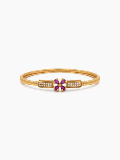 Kanika Pink Floral Diamond Gold Set Of 2 Women's 2/4, 2/6, 2/8 Bangles