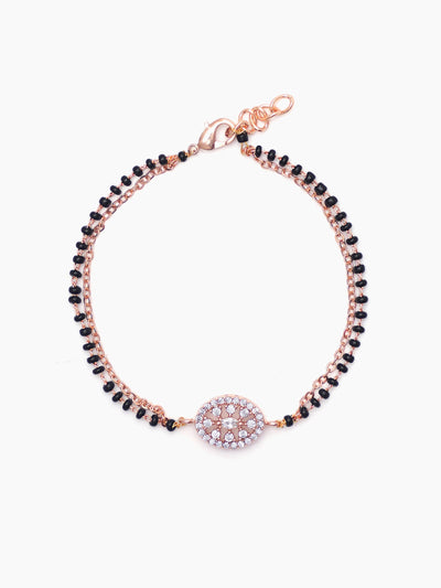 Kasak Shimmering White Marquise Stones Rosegold Plated Mangalsutra Bracelet