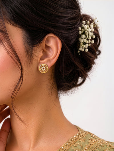 Kashika Clover Diamond Gold Earrings