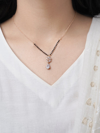 Kasturi Diamond Drop Solitaire Rosegold Plated Mangalsutra