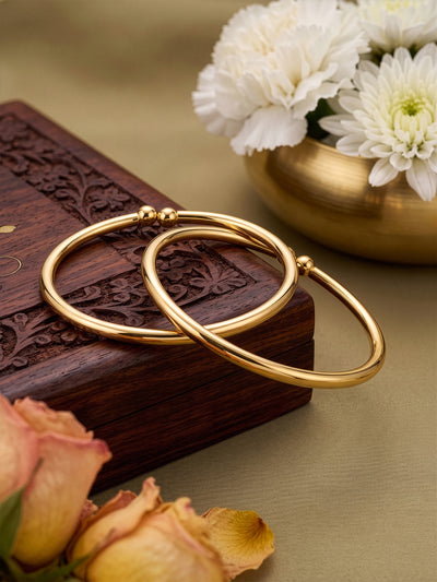 Kavini Classic Gold Set Of 2 Women's 2/4, 2/6, 2/8 Cuff Bangles