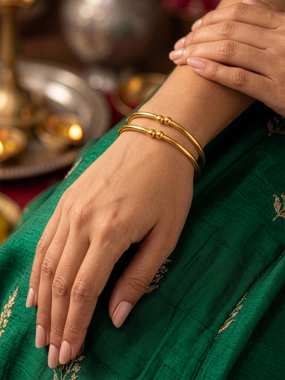 Kavini Classic Gold Set Of 2 Women's 2/4, 2/6, 2/8 Cuff Bangles