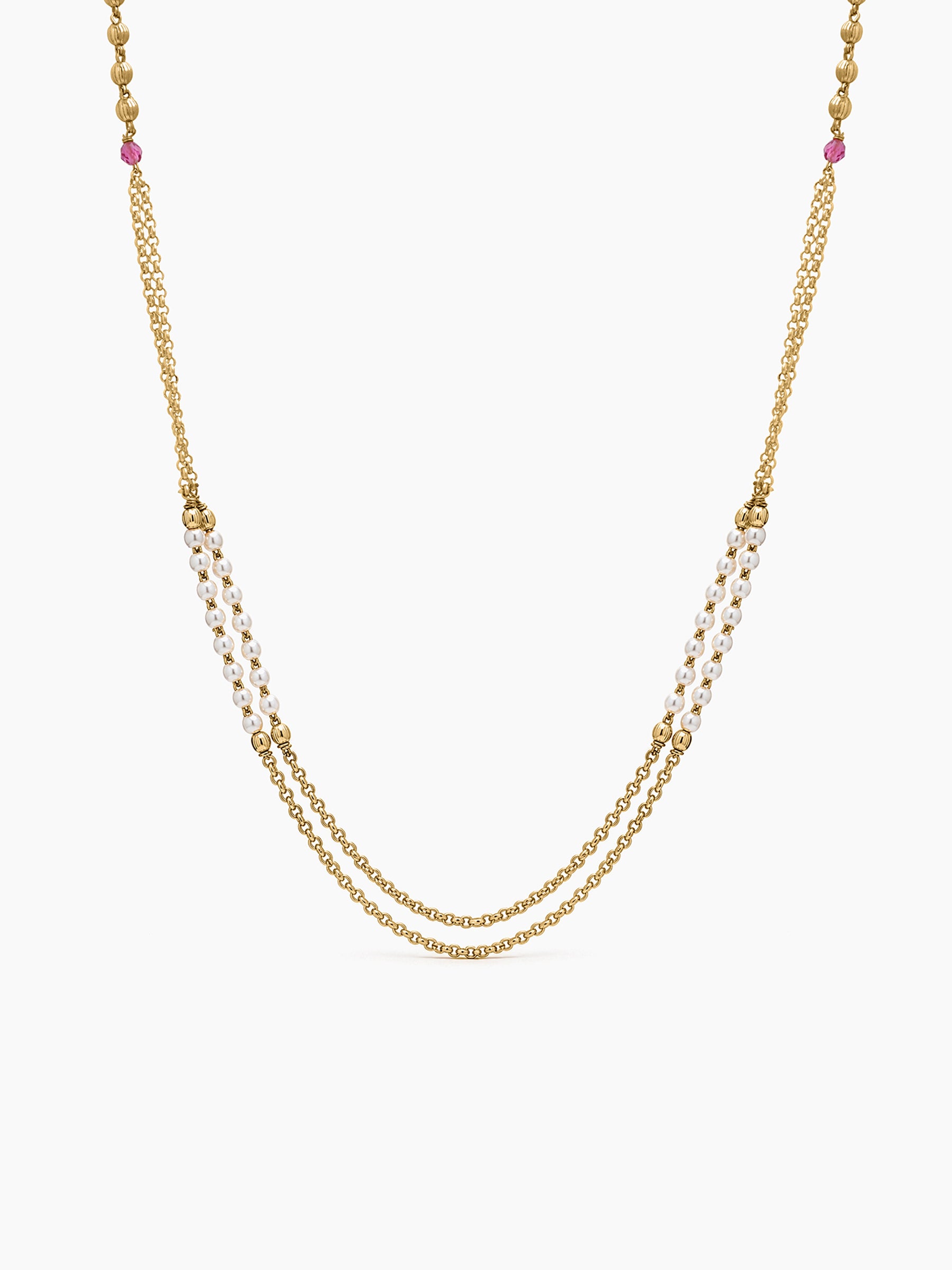 Kunti Pearl Beaded Gold Women's Layered Chain