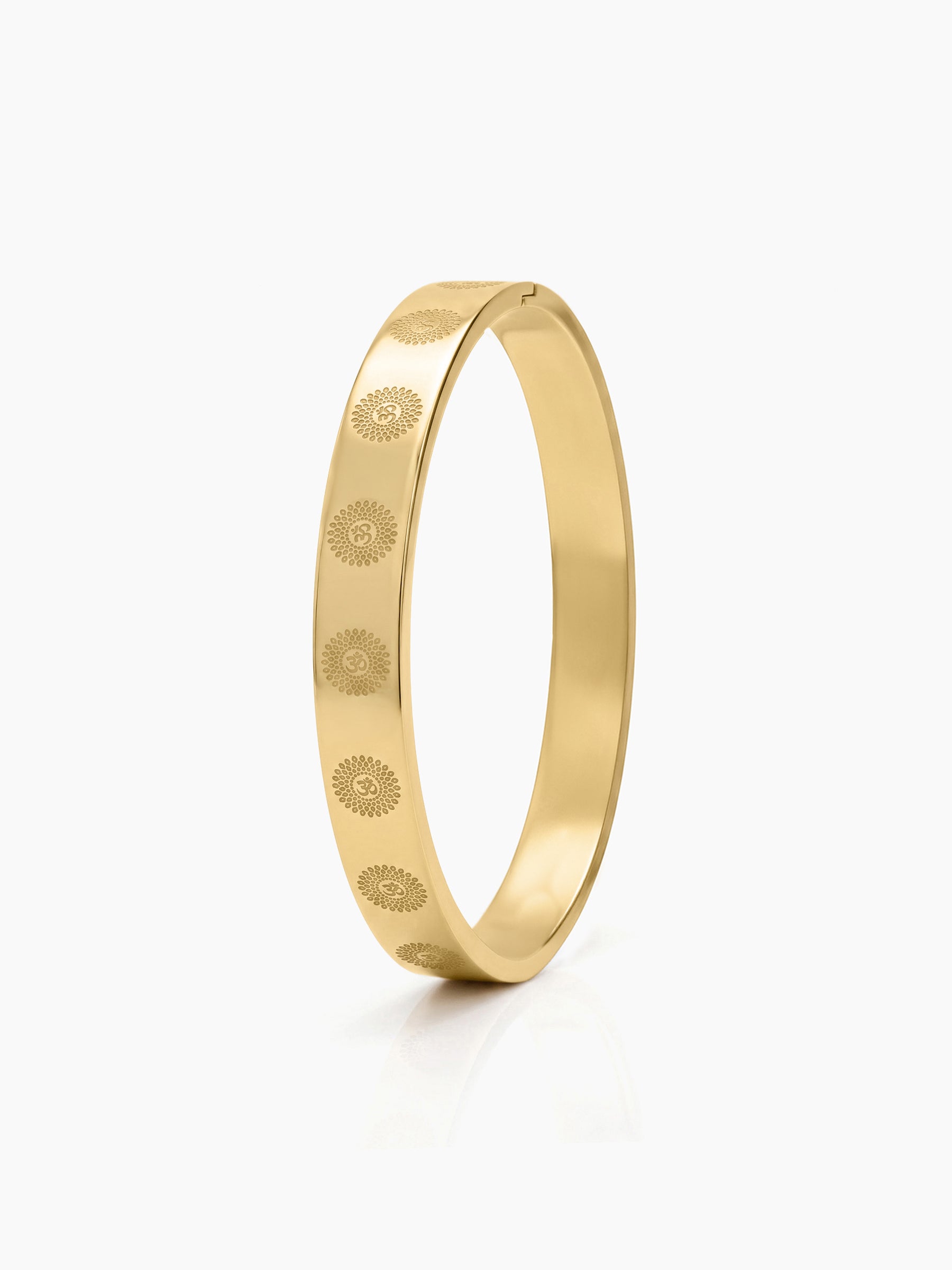Laksh Om Gold Men's Solid Kada Bracelets