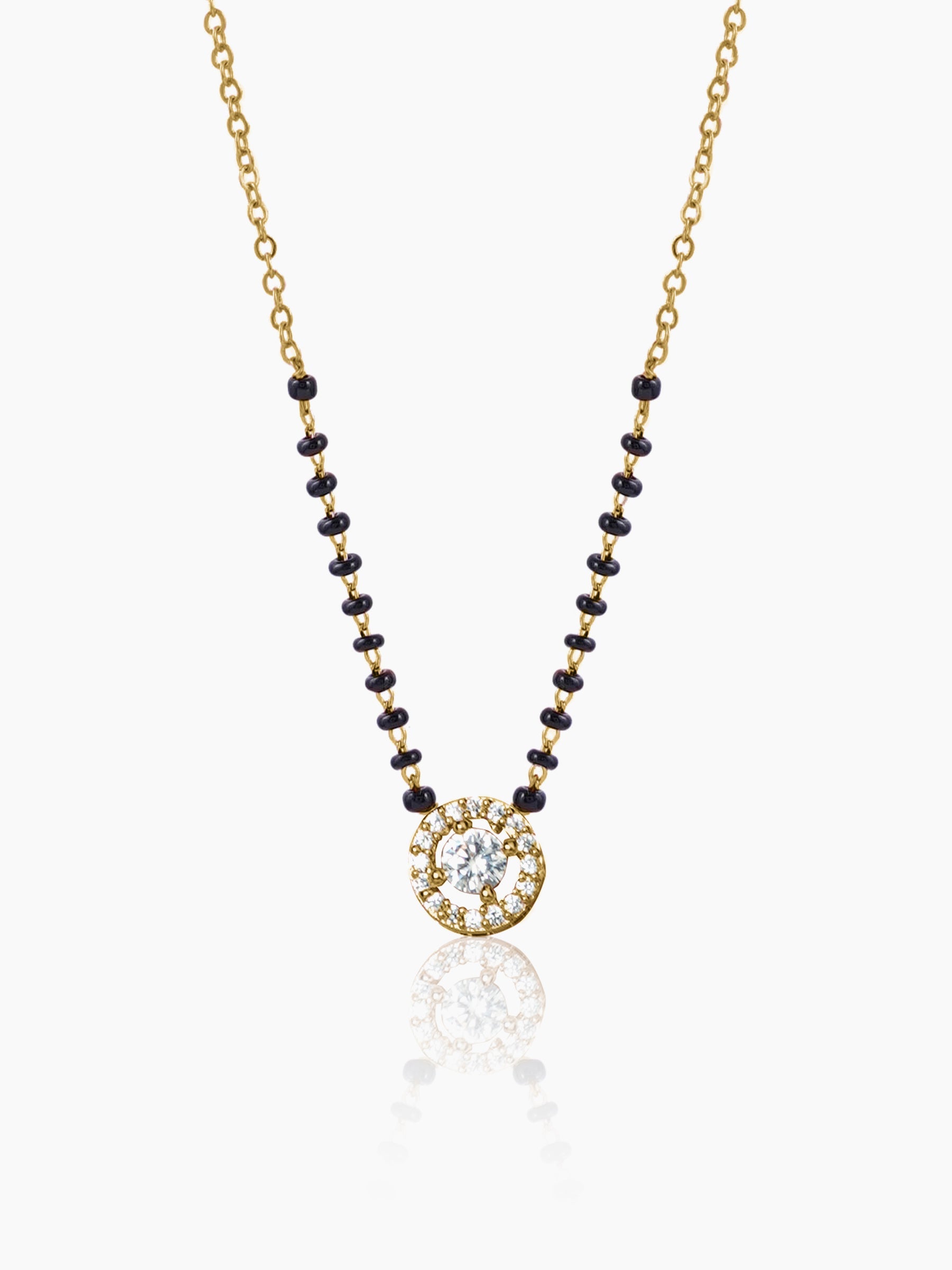 Lisa Circular Diamonds 18K Gold Plated Pendant Mangalsutra