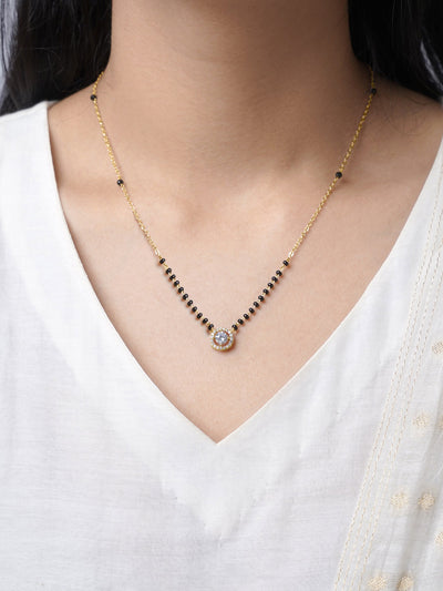 Lisa Circular Diamonds 18K Gold Plated Pendant Mangalsutra