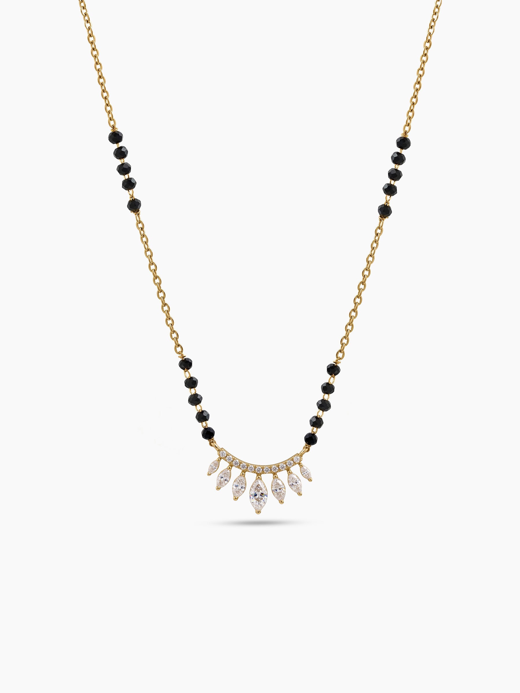 Maitri Marquise Diamond 18K Gold Plated  Women's Chain Pendant Mangalsutra Necklace