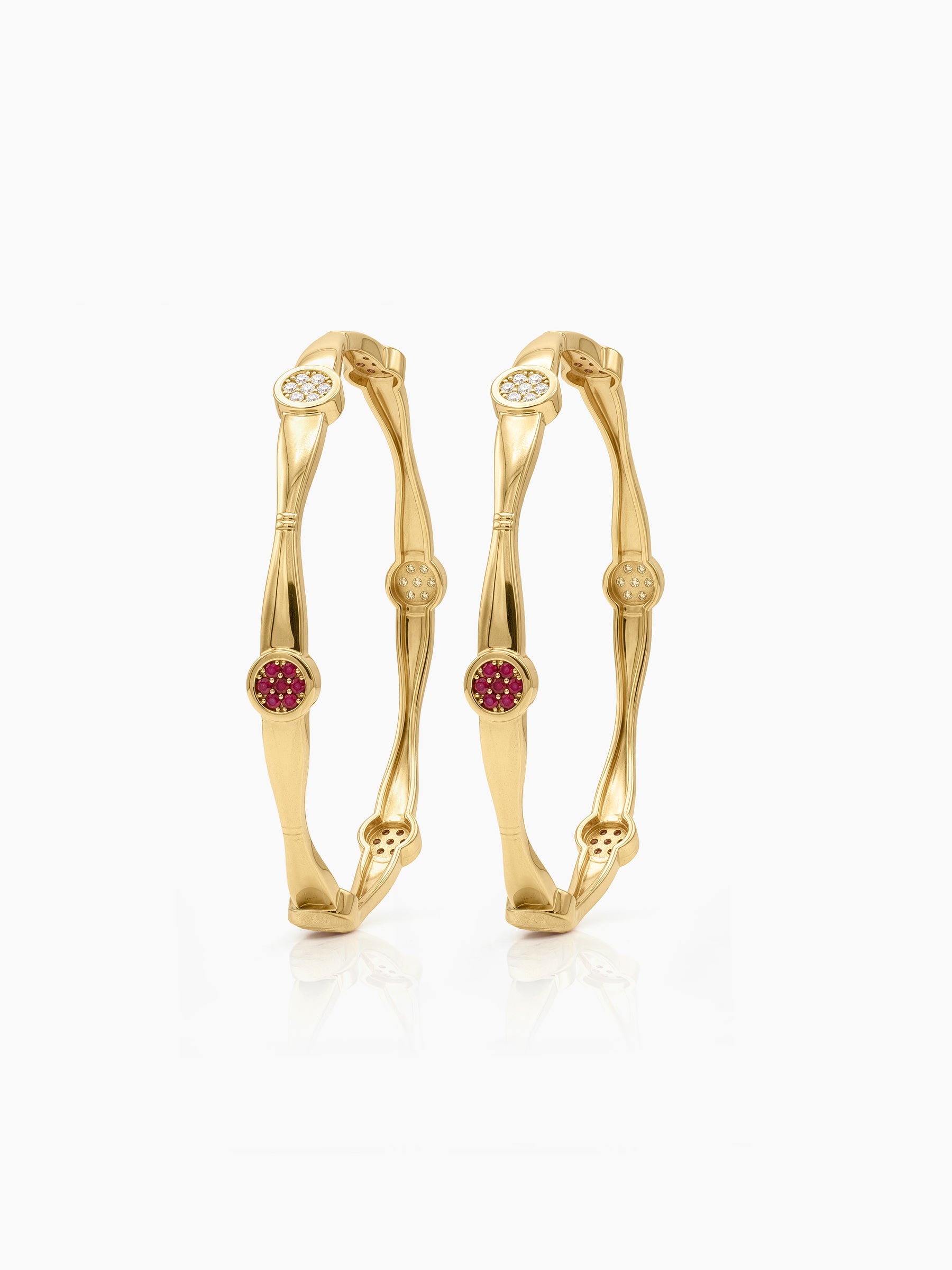 Malini Pink White Diamond Crystal Dot Gold Set Of 2 Women's 2/4, 2/6, 2/8 Bangles