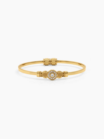 Mayuri Round Halo Leaf Diamond Gold Set Of 2 Women's 2/4, 2/6, 2/8 Cuff Bangles