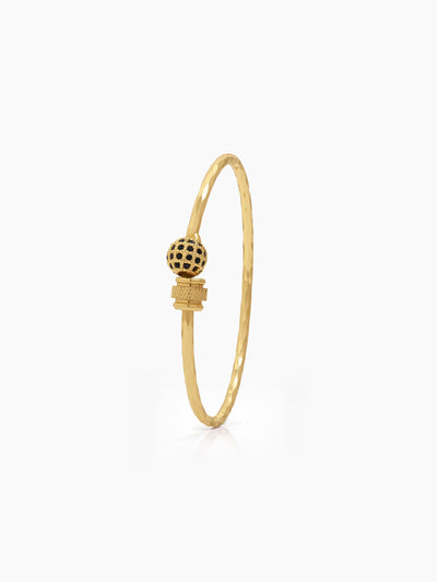 Meghna Black Bead Gold Women's Cuff Bangles (Set Of 2)