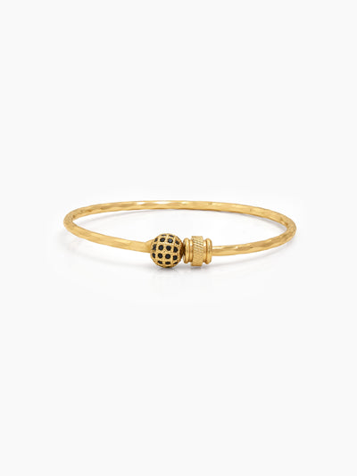 Meghna Black Bead Gold Women's Cuff Bangles (Set Of 2)