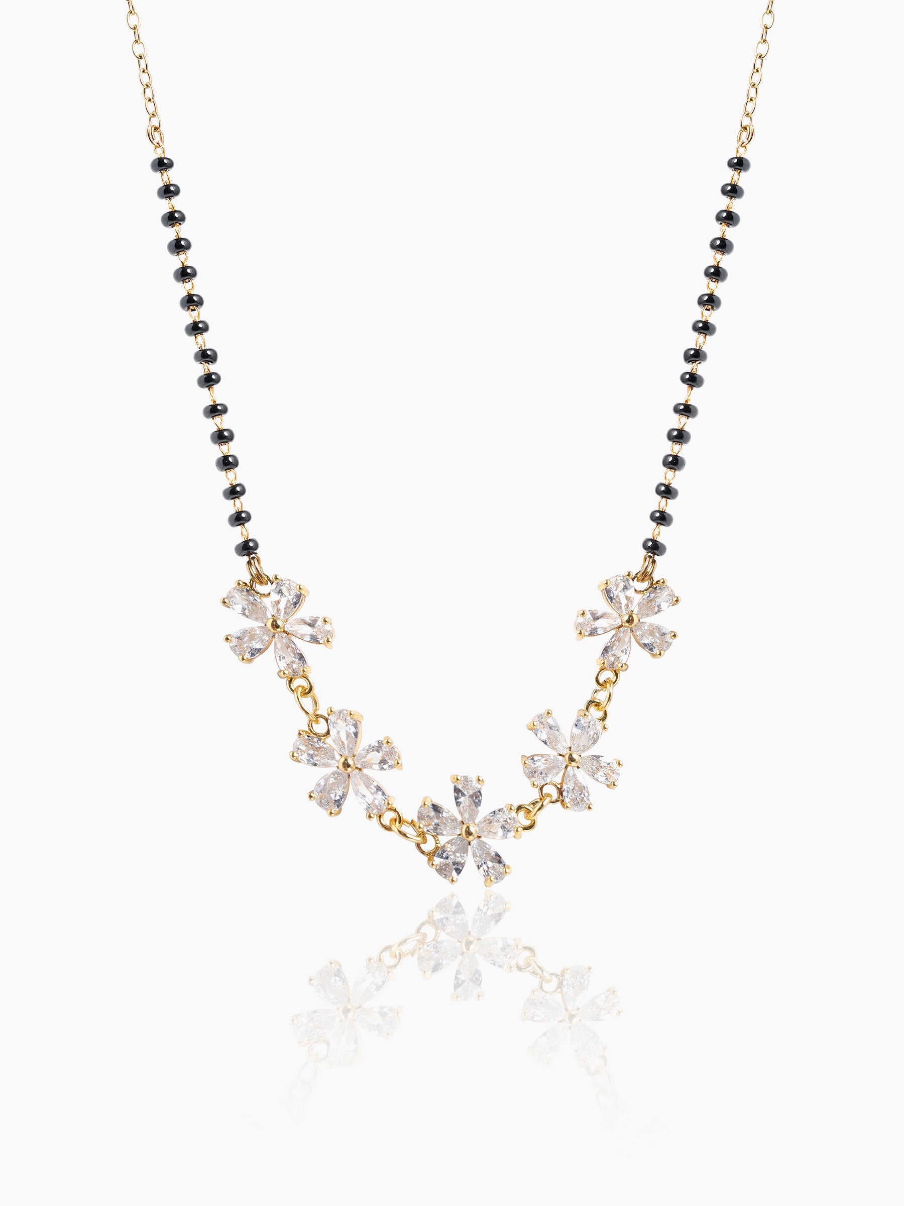 Meher Floral Clusters Diamond 18K Gold Plated  Mangalsutra