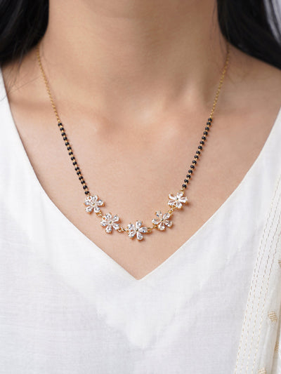 Meher Floral Clusters Diamond 18K Gold Plated  Mangalsutra