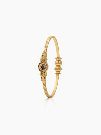 Mihira Pink Floral Diamond Halo Leaf Gold Set Of 2 Women's 2/4, 2/6, 2/8 Cuff Bangles