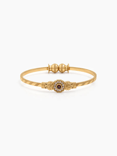 Mihira Pink Floral Diamond Halo Leaf Gold Set Of 2 Women's 2/4, 2/6, 2/8 Cuff Bangles