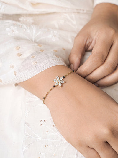 Mishani Marquise Diamond Floral 18K Gold Plated Women's  Mangalsutra Bracelets